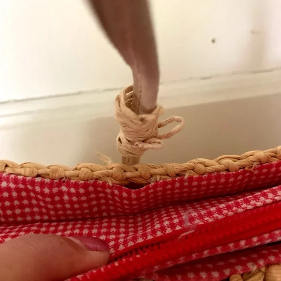 Woven Straw Bag with Cherry Design - Picture 5 of 5